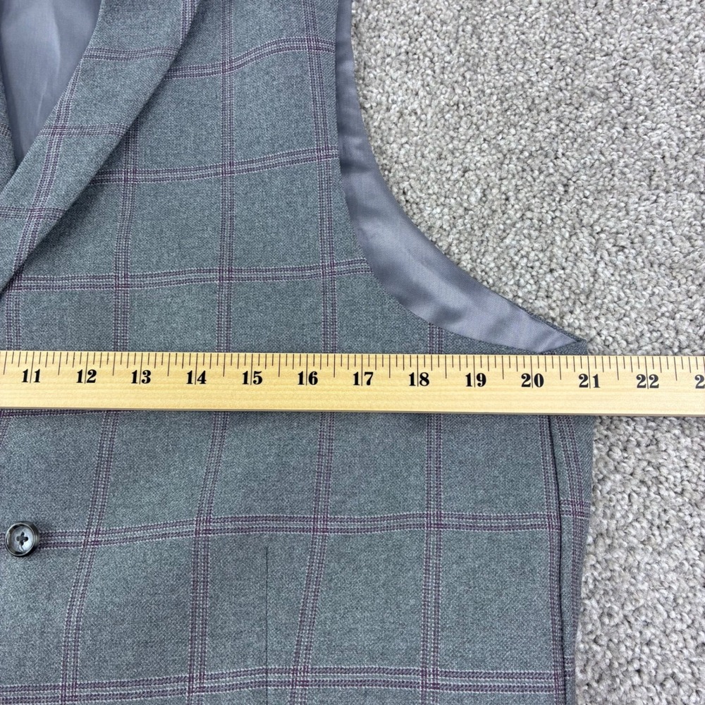 Paul Fredrick Vest Mens 42 Gray Windowpane Wool Double Breasted Shawl Lapel - Picture 4 of 10